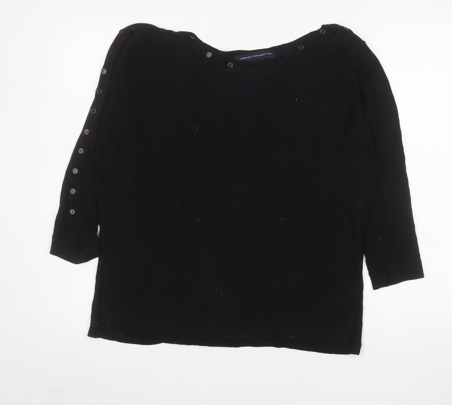 French Connection Women's Black 3/4 Sleeve Button Blouse Size L