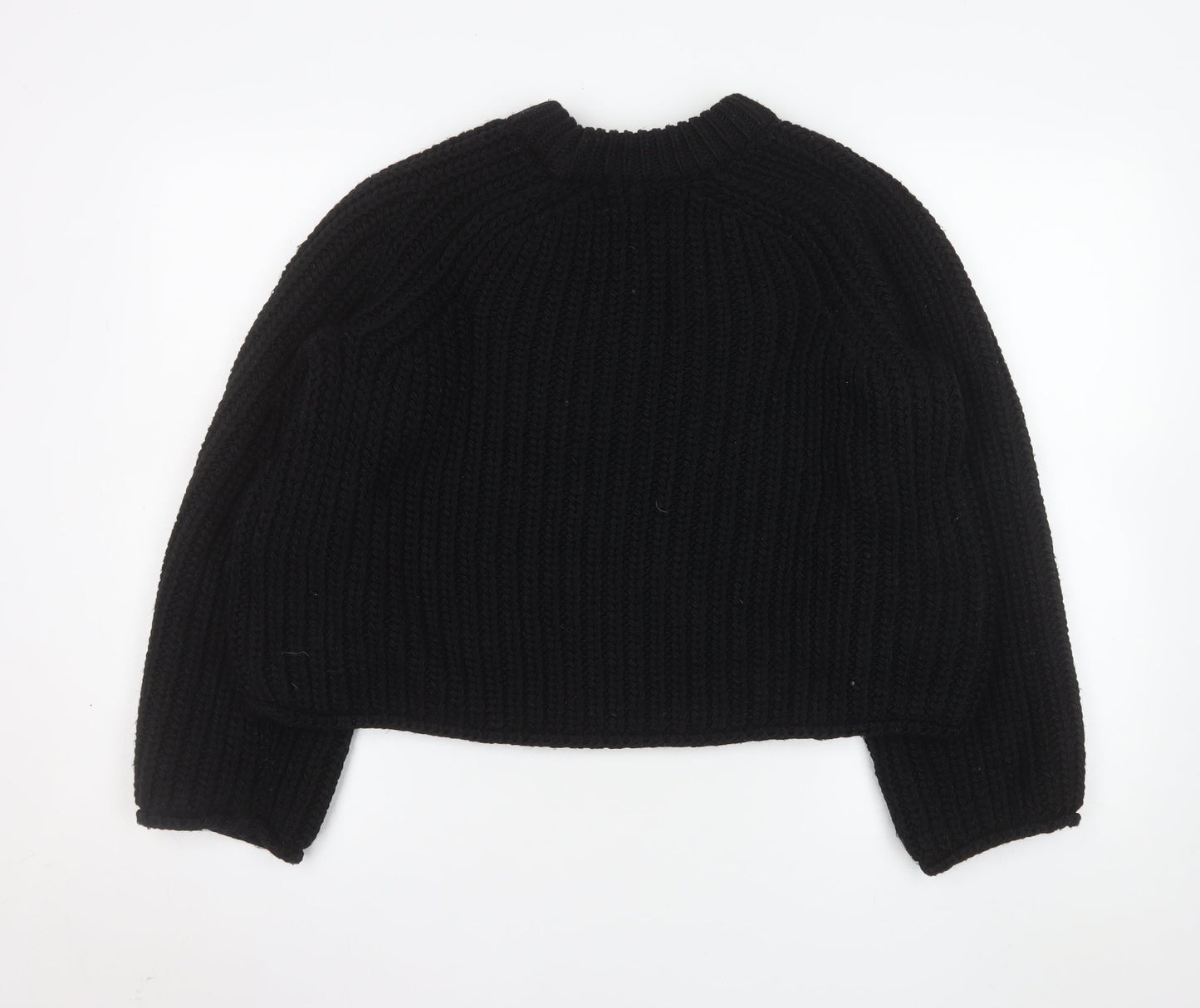 H&M Womens Black Chunky-Knit Crew Neck Jumper Size S