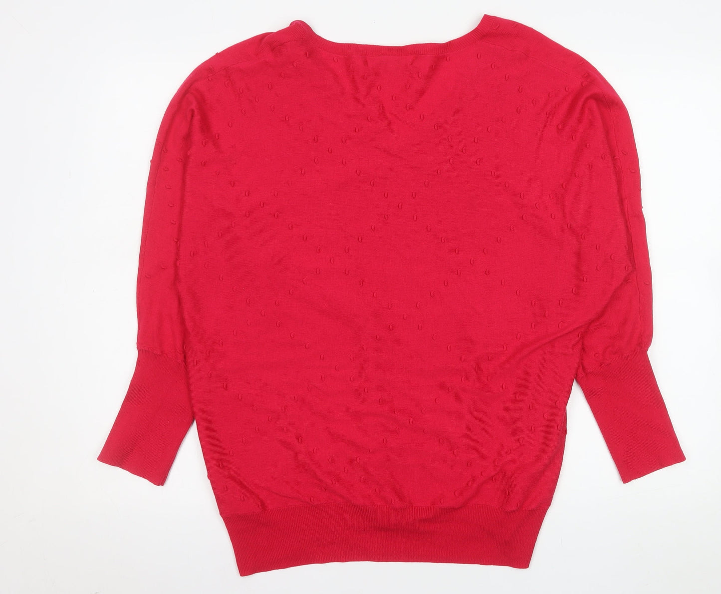 Next Women Red V-Neck Long Sleeve Jersey Blouse Size L