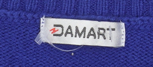 Damart Women's Blue V-Neck Cable Knit Acrylic Jumper M 14/16