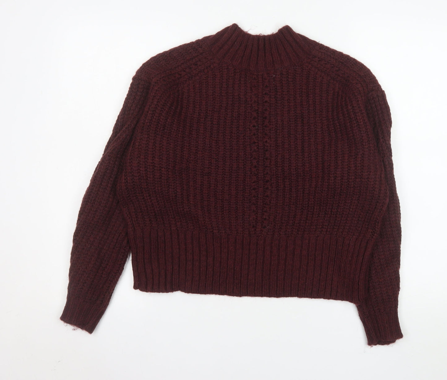 Marks and Spencer Per Una Women's Burgundy V-Neck Chunky Knit Jumper Size M