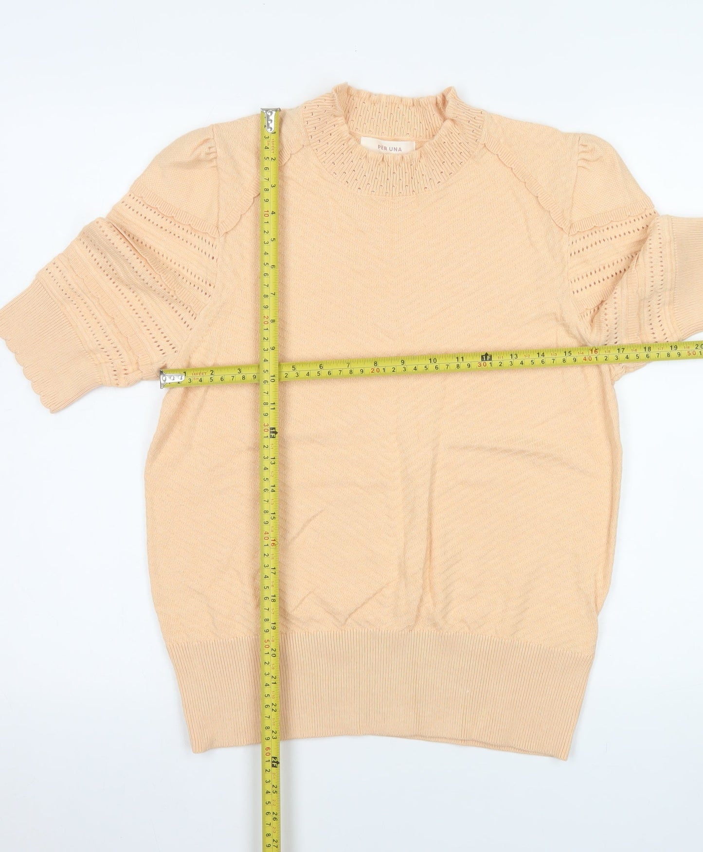 Marks and Spencer Women Beige Short Sleeve Knit Top Size 14