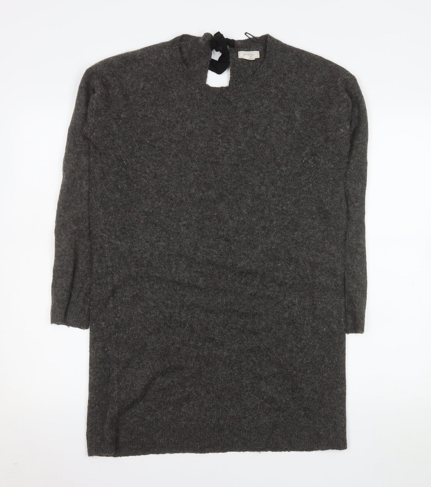 Fat Face Womens Grey Wool Jumper Dress Size 10 Long Sleeve Knitwear