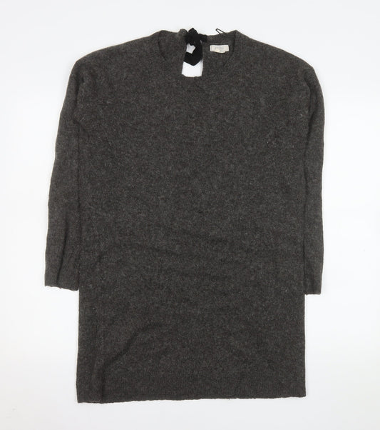 Fat Face Womens Grey Wool Jumper Dress Size 10 Long Sleeve Knitwear