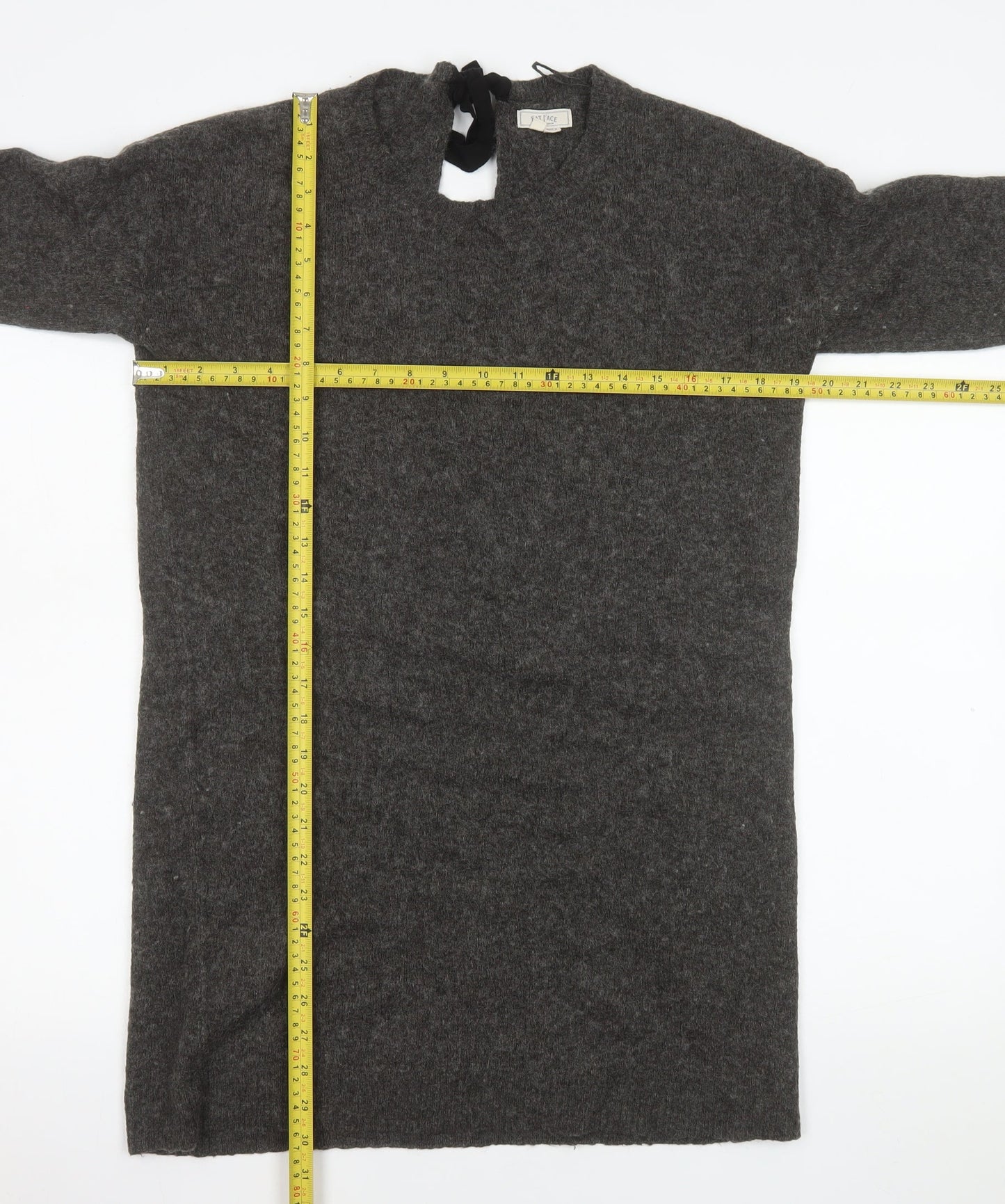 Fat Face Womens Grey Wool Jumper Dress Size 10 Long Sleeve Knitwear