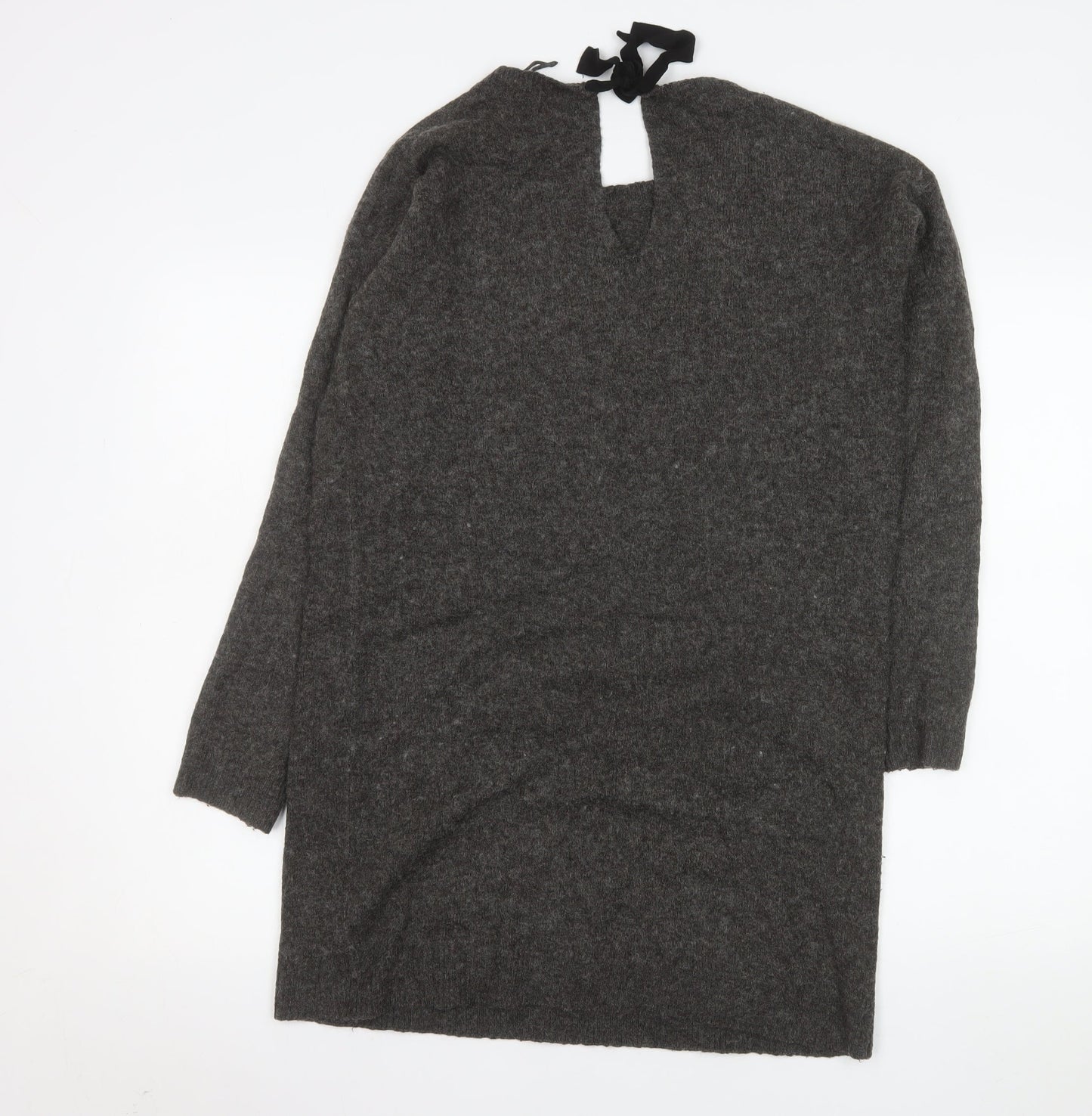Fat Face Womens Grey Wool Jumper Dress Size 10 Long Sleeve Knitwear