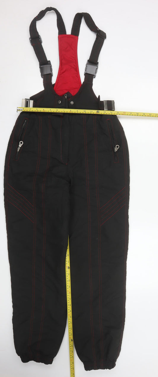 Rodeo Women Black Red Snow Pants Size 12 Waterproof Insulated Trousers