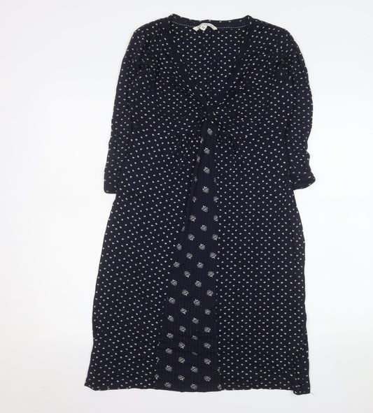 Fat Face Womens Blue Floral Midi A-Line Dress Size 12