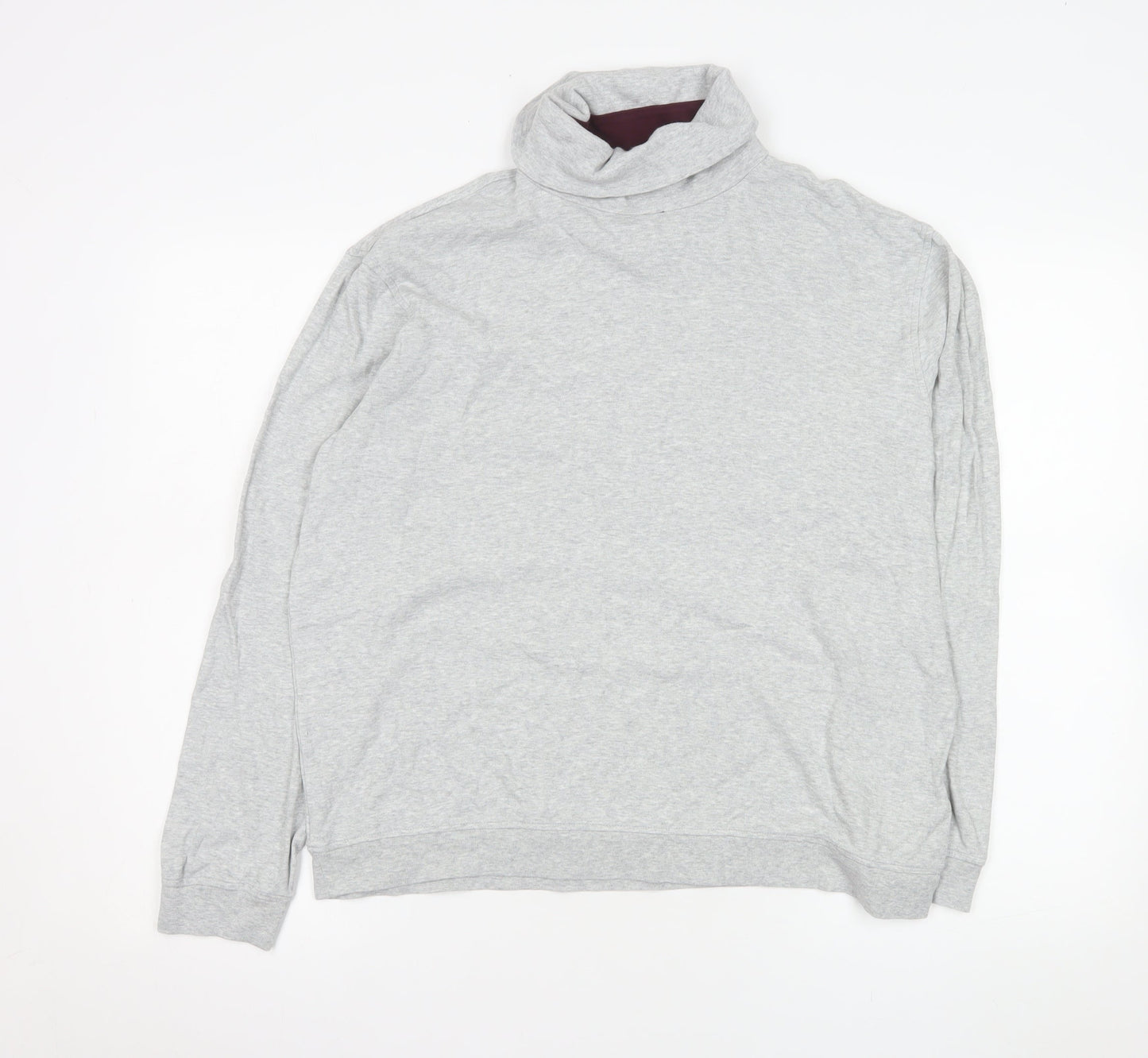 Ted Baker Men's Grey Cotton Roll Neck Long Sleeve Casual Top Size L