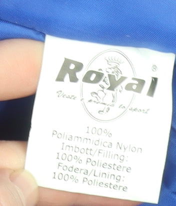 Royal Men's Blue and Yellow Lined Waterproof Parka Jacket Size S