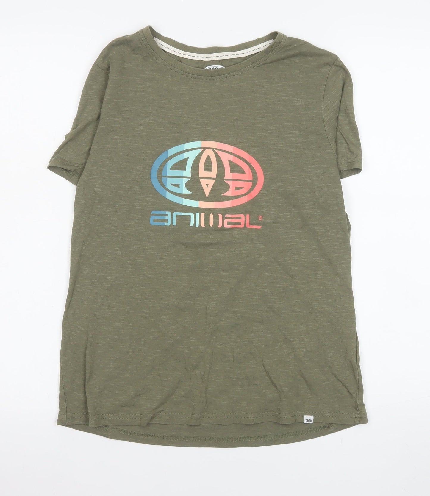 Animal Womens Green Crew Neck Cotton T-Shirt Size 12
