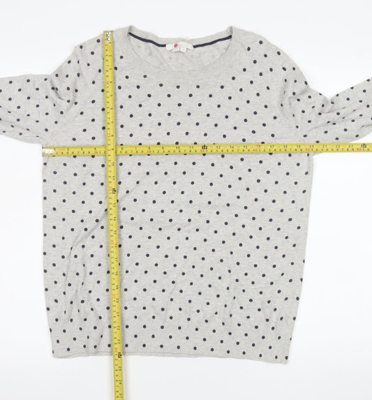 Boden Women’s Grey Polka Dot Long Sleeve Cotton Jersey Top L