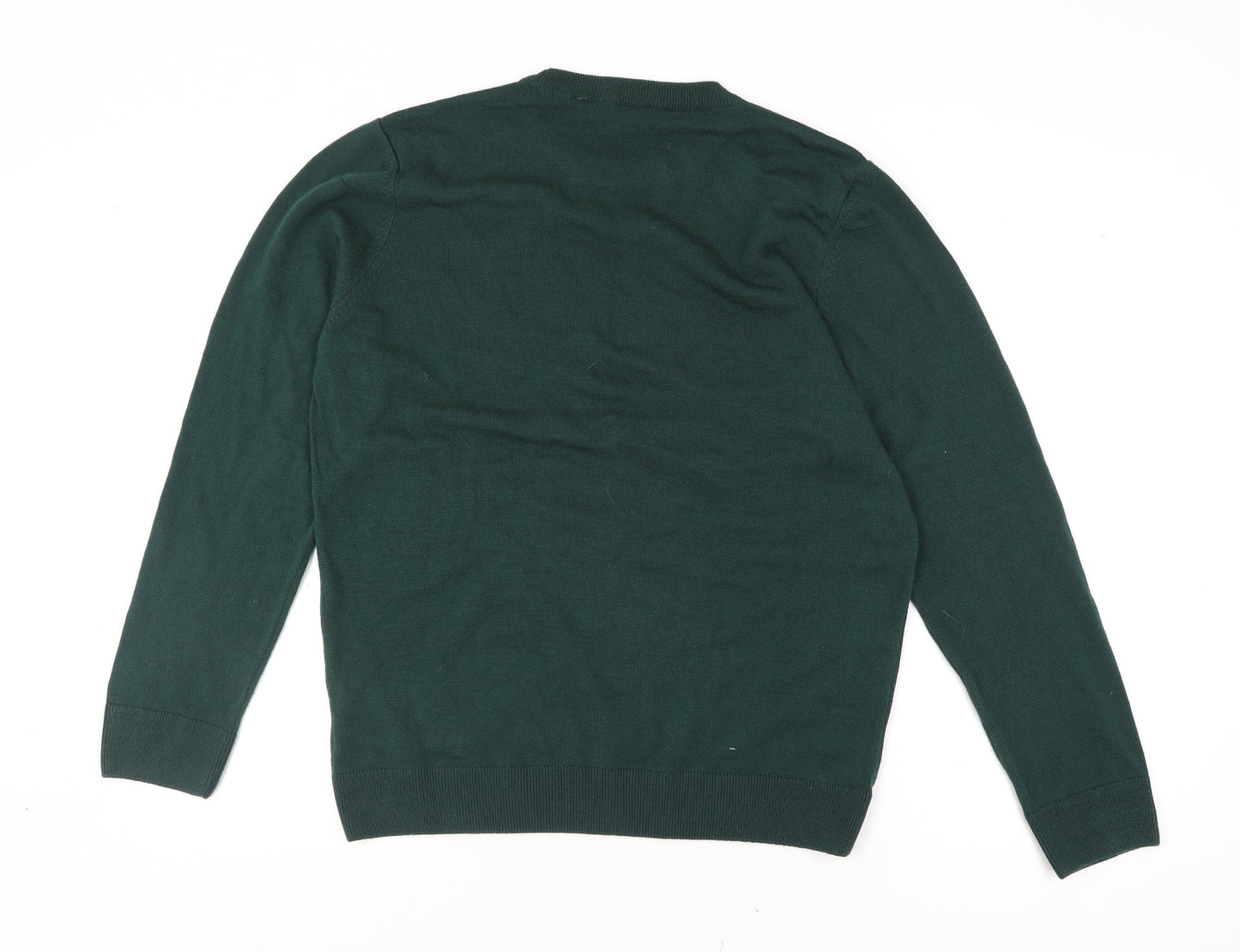 New Look Men Green Christmas Santa Crew Neck Pullover Jumper L
