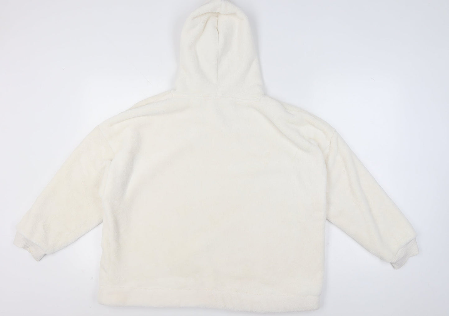 Marks and Spencer Women Ivory Pullover Hoodie Large Fleece Soft Warm