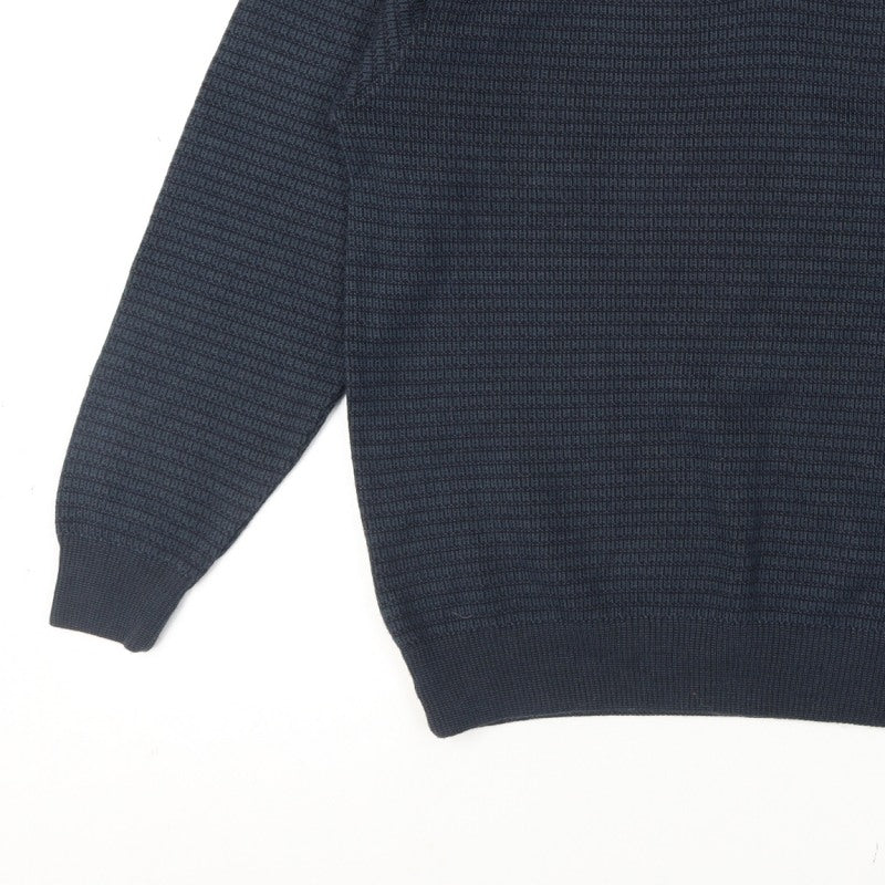Additional view of Marks and Spencer Men's Navy Blue V-Neck Italian Knit Jumper Small
