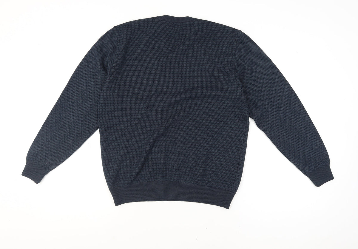 Brand and care label for Marks and Spencer Men's Navy Blue V-Neck Italian Knit Jumper Small