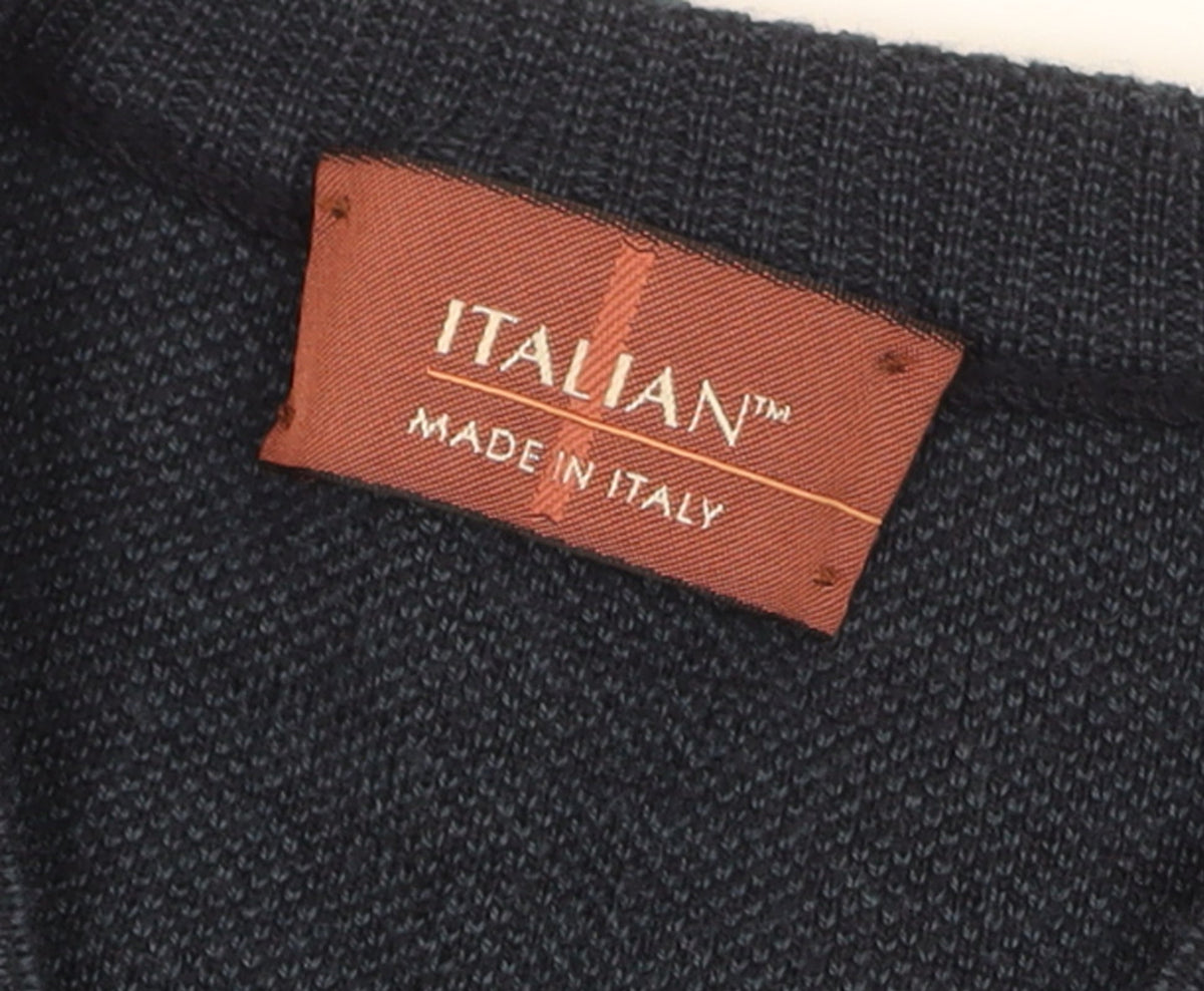 Additional view of Marks and Spencer Men's Navy Blue V-Neck Italian Knit Jumper Small