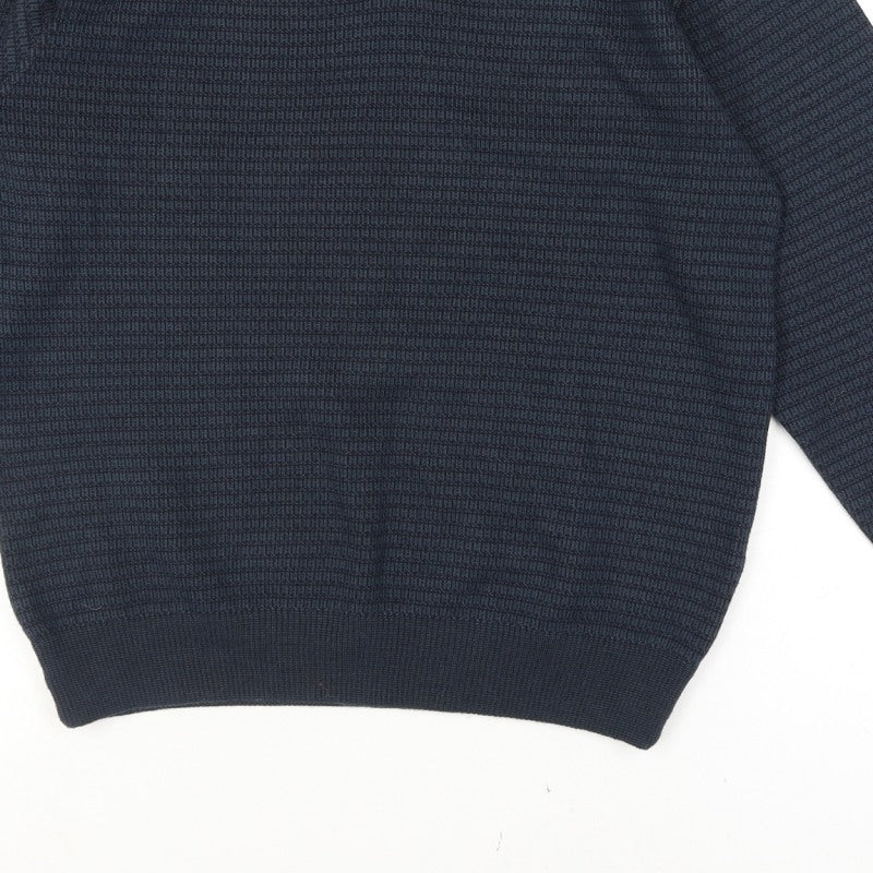 Additional view of Marks and Spencer Men's Navy Blue V-Neck Italian Knit Jumper Small