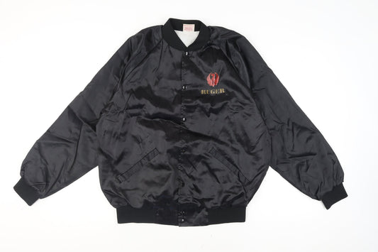 Cardinal Men’s Black XL Varsity Jacket Nylon Ruger Logo Vintage