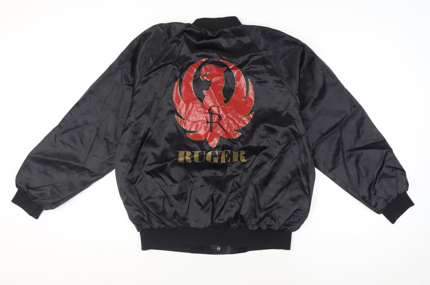 Cardinal Men’s Black XL Varsity Jacket Nylon Ruger Logo Vintage