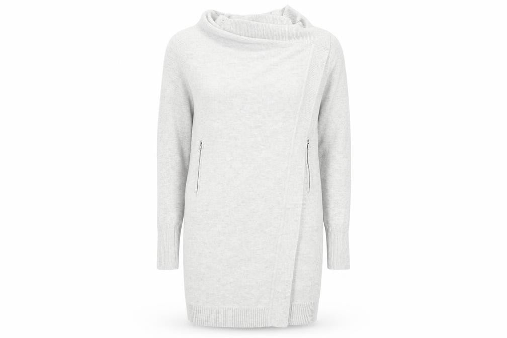 Mint Velvet Women’s Grey Cowl Neck Long Sleeve Zip Cardigan S