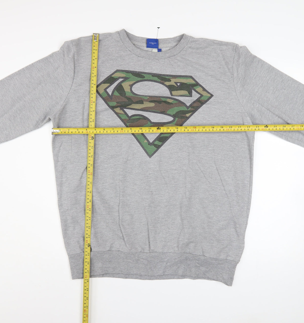Superman Men's Grey XL Pullover Sweatshirt with Camo Logo