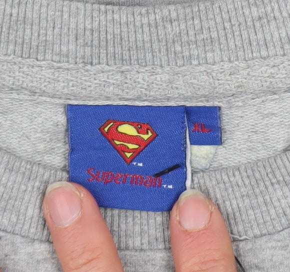 Superman Men's Grey XL Pullover Sweatshirt with Camo Logo