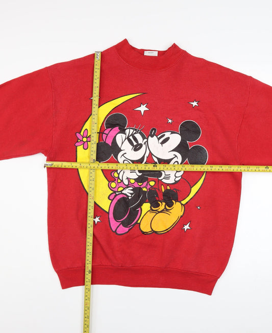 Mickey & Co Women Red Pullover Sweatshirt Long Sleeve Cotton Graphic L
