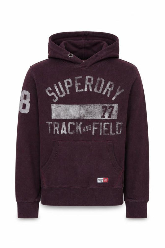 Superdry Men's Purple Pullover Hoodie M Track & Field Fleece Sweatshirt