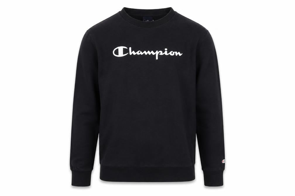 Front view of Champion boys’ black pullover sweatshirt 15-16 years logo fleece crew neck