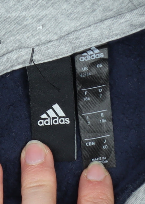 Adidas Men's Blue Pullover Logo Hoodie XL Fleece Sweatshirt