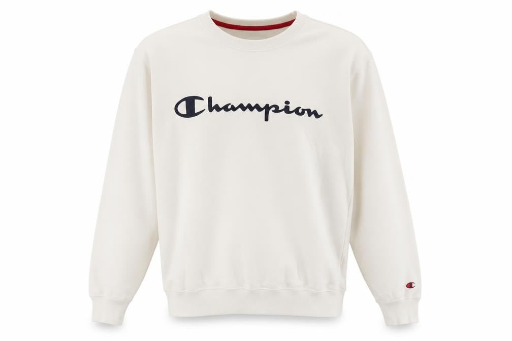 Champion Men’s Ivory Small Pullover Sweatshirt Logo Fleece