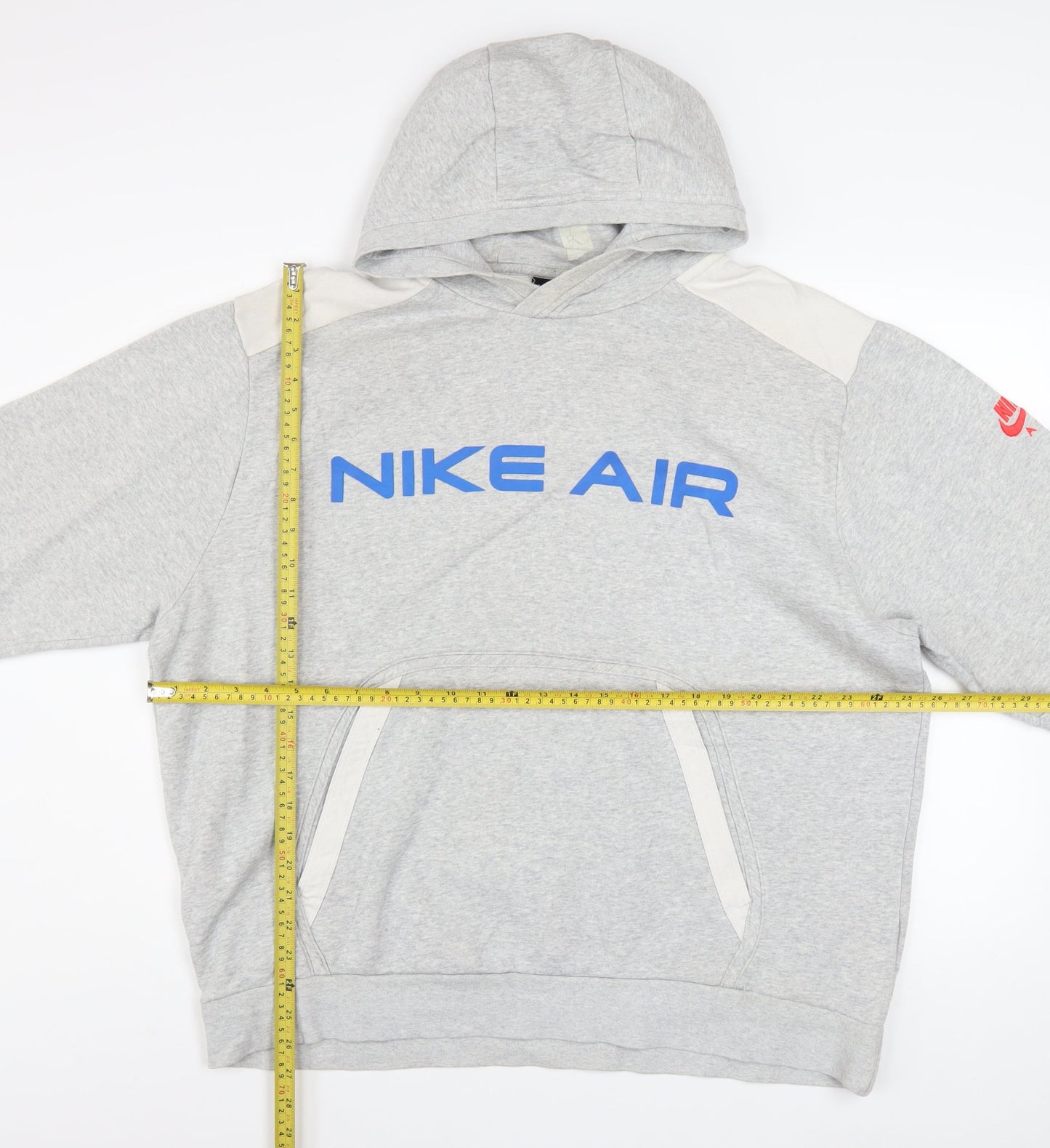 Nike Air Men’s Grey XL Pullover Hoodie with Logo Print