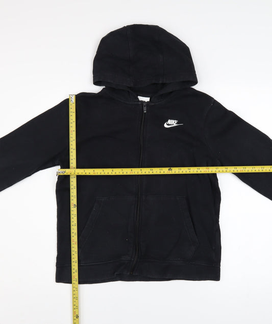 Nike Boys Black Full Zip Fleece Hoodie L 13-14 Years Logo Casual
