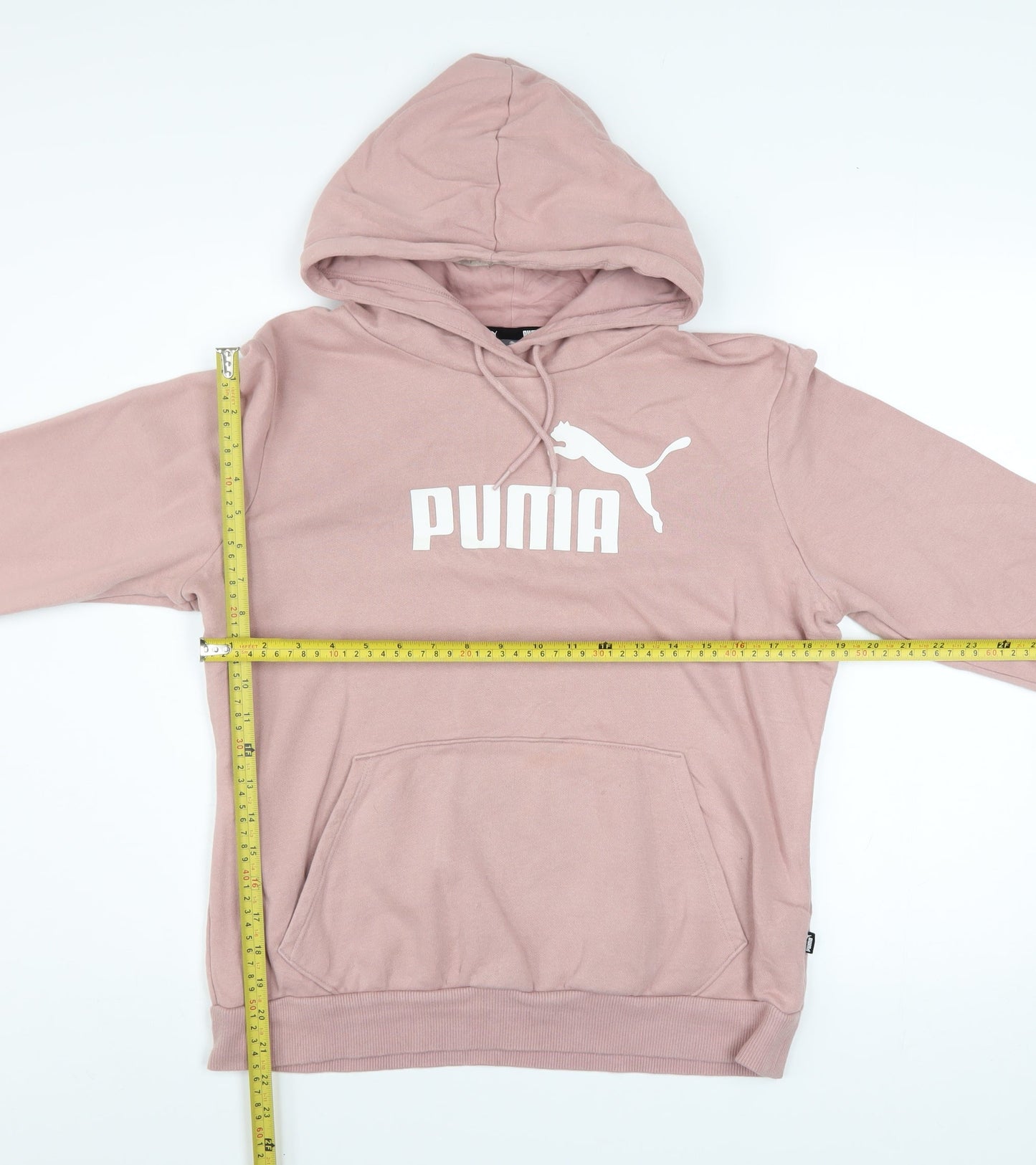 Puma Womens Pink Pullover Hoodie Medium Cotton Blend Logo Casual