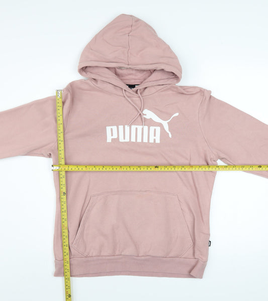 Puma Womens Pink Pullover Hoodie Medium Cotton Blend Logo Casual