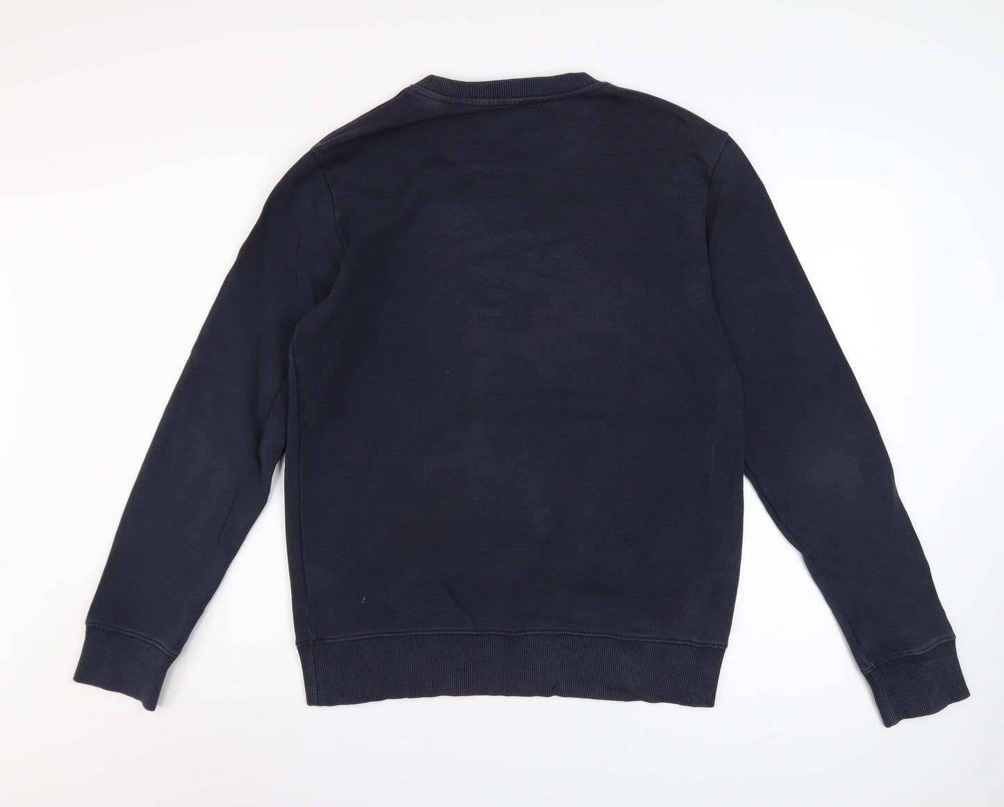 Calvin Klein Jeans Men's Blue Cotton Logo Crew Neck Sweatshirt M