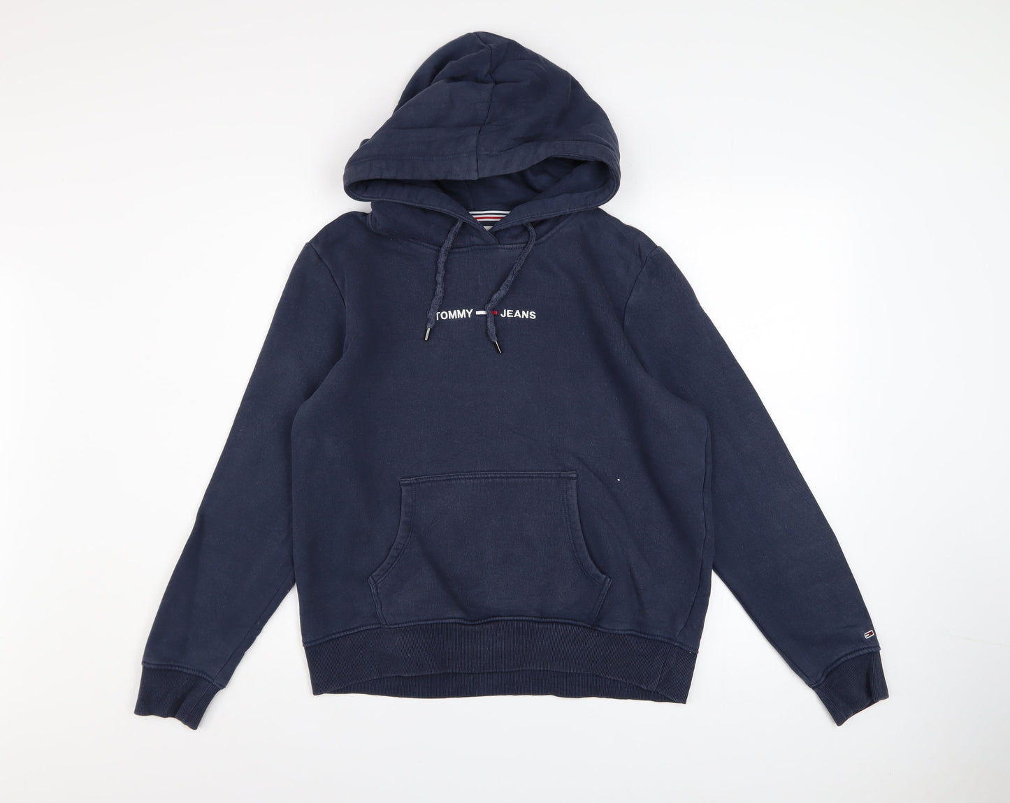 Tommy Jeans Men's Blue Pullover Hoodie Medium Logo Cotton Blend