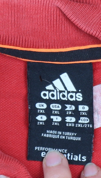 adidas Men's Red 2XL Polo Shirt Sports Performance Cotton Blend