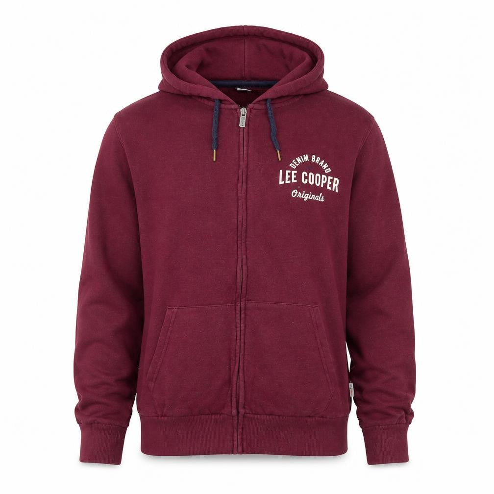Lee Cooper Men's Red Full Zip Hoodie Size M Casual Fleece Jacket