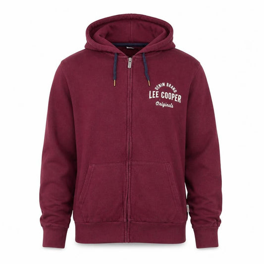 Lee Cooper Men's Red Full Zip Hoodie Size M Casual Fleece Jacket