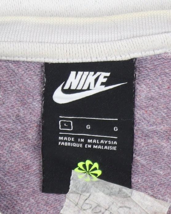 Nike Women’s Beige Pullover Sweatshirt L Logo Print Cotton Blend