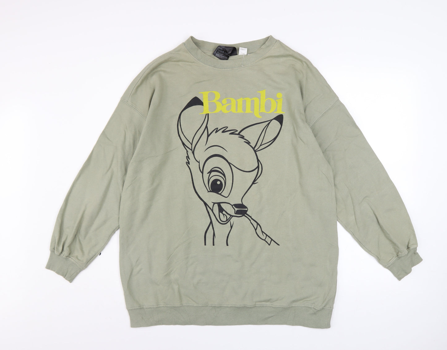 H&M Women’s Green Bambi Sweatshirt - Size Small Cotton Pullover