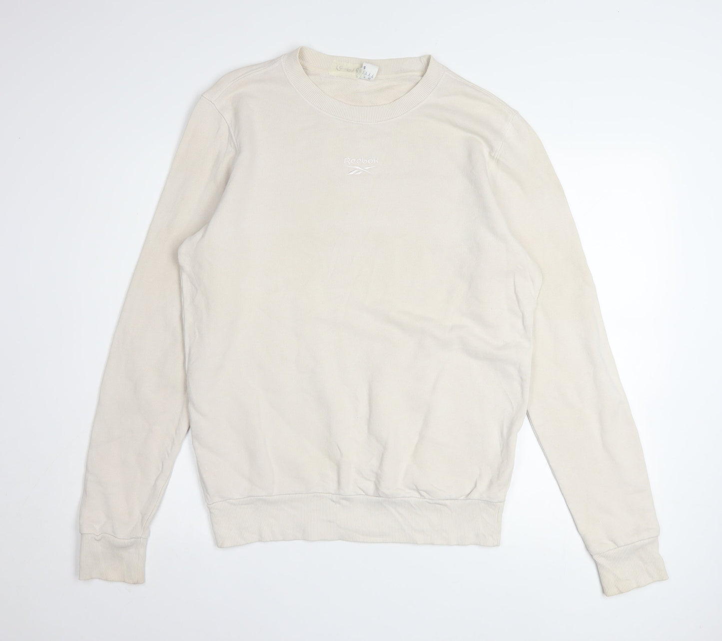 Reebok Womens Beige Small Crew Neck Pullover Sweatshirt
