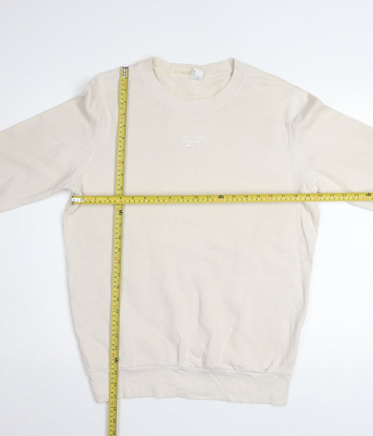 Reebok Womens Beige Small Crew Neck Pullover Sweatshirt