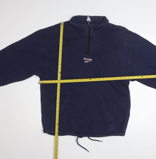 Reebok Mens Blue 1/4 Zip Pullover Sweatshirt Size M Sports Style