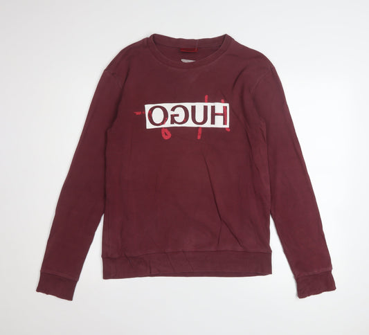Hugo Boss Unisex Red Logo Graphic Cotton Sweatshirt Size S