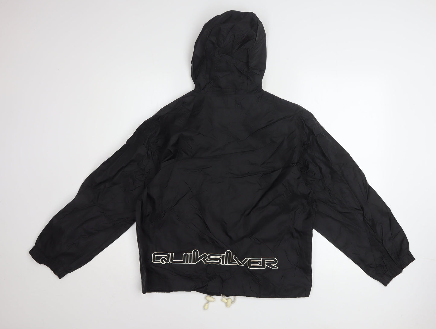 Quiksilver Boys Black Hooded Zip Windbreaker Jacket 12 Years
