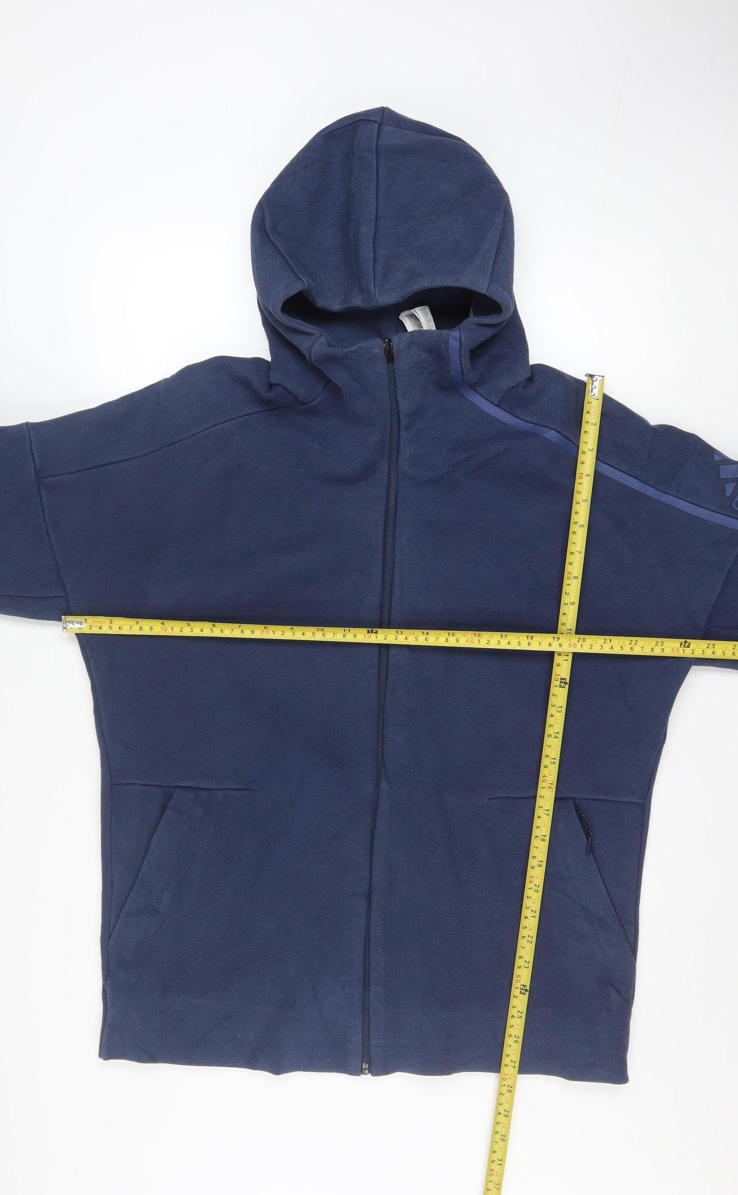 Adidas Men Blue Full Zip Fleece Hoodie L Sportswear