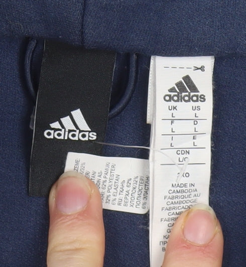 Adidas Men Blue Full Zip Fleece Hoodie L Sportswear